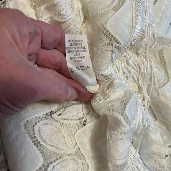 Roaman’s size 12 ivory white cover up lace fringe trim never worn - Picture 7 of 7